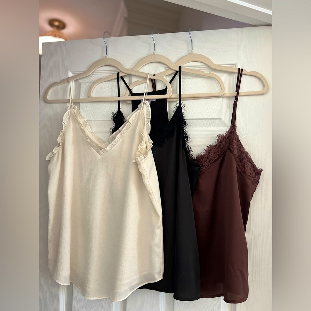 Bundle of 3 Stylish Camisoles - Express, Pink Lily, Abercrombie & Fitch -Size M